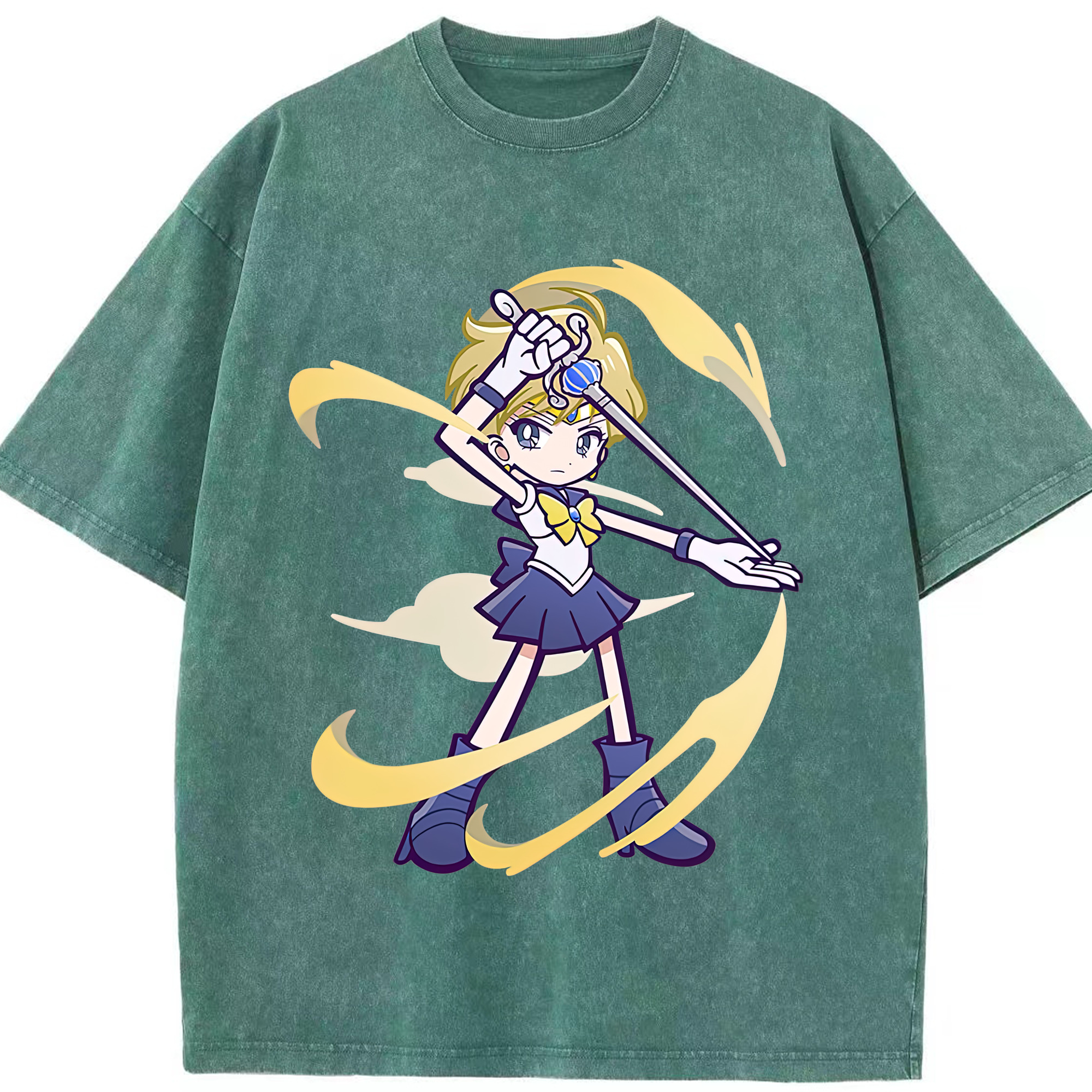 （画像用） 美少女戦士セーラームーン 天王はるか Sailor Moon Tenoh Haruka 綿100% ヴィンテージ風 半袖Tシャツ（フロントプリント）